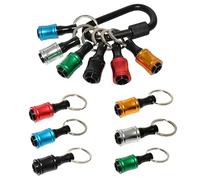 12 Pcs Drill Bit Holder Keychain, 1/4 inch Hex Quick Release Drill Extension Bit Holder Tools with Handly Carabiner, Portable Aluminum Alloy for Impact Driver, Nut Driver