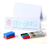 12 Pcs Dry Erase Name Tent Cards for Table, Reusable Name Cards 8.75" x 3" Desk Name Tents Sets with Dry Erase Markers and Erasers, Facilitate Effective Organization of Meetings and Classes