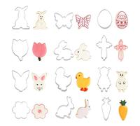 12 Pcs Easter Cookie Cutter Set, Bunny Face Carrot Butterfly Chicken Egg Rabbit Shaped Cookie Cutters, Stainless Steel Rabbite Shapes Cookie Cutters for Holiday Themed Baking Kit