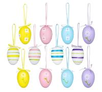 12 Pcs Easter Egg Decorations, Easter Hanging Eggs, Colorful Hanging Egg Ornaments, Colorful Plastic Painted Eggs for Diy Home Party Decorations, Stylish Springtime Window Party Decor