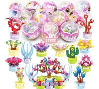 12 Pcs Easter Egg Surprise Plant Building Blocks Set - Easter Basket Stuffers, Creative Garden-Themed Construction Classroom Prizes, Easter Party Favors Gifts