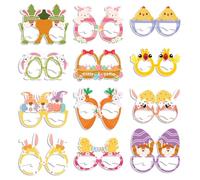 12 Pcs Easter Glasses,Adult and Children's Easter Party Decorations Photography Props,Chick Bunny Rabbit Egg Glasses Frame, Children's Role Playing Props for Easter Party Fancy Costume Accessories