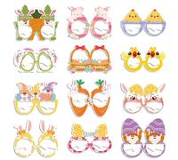 12 Pcs Easter Party Glasses Frame Easter Dress Up Mega Naster Party Decorations Easter Photo Boots Props Supplies