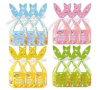 12 Pcs Easter Treat Boxes, Easter Favor Boxes, Easters Paper Goody Boxes, Easters Rabbit Theme Cookie Boxes for Chocolate Cookie Snacks Goodie Kids Adults Family Birthday Party Home School Classroom