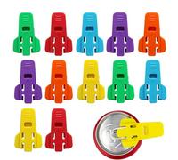 12 Pcs Easy Can Opener Tool - Ring Pull Tab Opener & Soda Can Cover Lid - Reusable Beverage Barricade for Coke, Beer & Soda Cans - Leakproof, Color-Coded Drink Protectors
