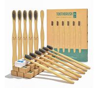 12 Pcs Eco-Friendly Charcoal Toothbrushes Natural Bamboo | Biodegradable Soft Bristle Toothbrush(12 Pack)