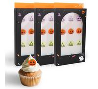 12 Pcs Edible Halloween Fondant Cake Decorations, Blue Green Purple & Orange Pumpkin Cake Toppers for Cupcakes Cookies Macarons Ice Cream