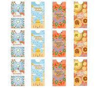 12 Pcs Eid Money Envelopes, Ramadan Mubarak Cash Gift Card Holders, Middle Eastern Style with Cartoon Bees and Castle Patterns, 7.1 x 3.5 in / 18 x 9 cm, for Holiday Cash Giving