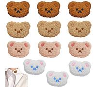 12 Pcs Embroidery Patches Bear Iron on Patches DIY Sew on Patches Animal Patch Appliques for Repair Decoration T-Shirt Jeans Shoes Hat Children Clothes, White,Pink