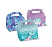 12 Pcs Enchanting Mermaid Theme Gift Boxes with 3 Magical Designs, Suitable for Birthday Parties, and Under-the-Sea Celebrations, Eco-Friendly Party Favors