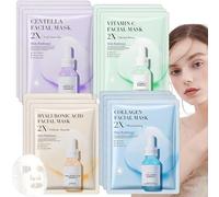12 Pcs Essence Hydrating Sheet Face Mask Set -Korean Face Masks-Sheet Mask-Masks for Moisturizing-Even Out Skin Tone-Reduce The Appearance of Dark Spots- Vegan Skincare for All Skin Type