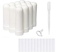 12 Pcs Essential Oil Blank Nasal Inhaler Tubes Refillable Empty Plastic White Nasal Inhalers Sticks for DIY Essential Oil and Other Liquid with 12 Pcs Cotton Wicks