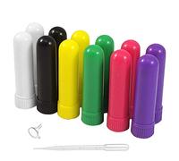 12 PCS Essential Oil Multicolor Empty Nasal Inhaler Tubes Portable Plastic Refillable Essential Oil Aromatherapy Nasal Inhaler Tubes with Cotton Wicks