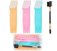 12 PCS Eyebrow Razors Facial Hair Remover Face Shaver Trimmer Shaper Face Razor Dermaplaning Blades for Face with 1 PC Eyelash Brush and Storage Box Exfoliating Dermaplaning Tool for Women and Men