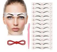 12 PCS Eyebrow Shaping Stencils,Soft Eyebrow Shaping DIY Tools for Eyebrows Shaping,for 3 Minutes Makeup,Reusable Eye brow Template With Strap,Eyebrow Shaper Kit for Women (1 Set)