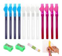 12 Pcs Fabric Markers for Sewing, Sewing Pencil Marking, Disappearing Pen, Water Soluble Tracing Erasable Chalk, with Pencil Sharpener and Tape Measure, for Embroidery, DIY, Crafts, Pink, Blue, White