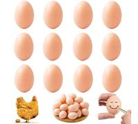 12 PCS Fake Eggs, Fake Chicken Egg Toy, Giant Plastic Egg, Bouncy Egg, Dummy Eggs, for Crafts Arts Imitation Dummy Eggs, Helps Encourage Laying or Prevent Eating Eggs, Craft and Home Decoration
