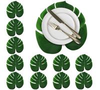 12 PCS Fake Leaves, 13.77x11.41inch Artificial Tropical Monstera, Green Jungle Leaf with Stem, Beach Theme Party Decorations, Hawaiian Luau Party Jungle Leaves for Birthday Wedding Decoration