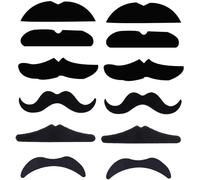 12 Pcs Fake Moustache,Mustache Fancy Dress,Stick On Mexican False Moustaches,Adults Kids Black Beards and Eyebrows,moustache Mustaches Sideburns Goatee Set,CowboyCostume Accessories Moustach Party (A)
