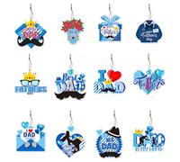 12 Pcs Father's Day Hanging Ornament, Happy Father's Day Decorations for Party Hanging Ornaments, Happy Father's Day Decorations with Hanging Cords for DIY Crafts Gifts Home Indoor Outdoor Decoration