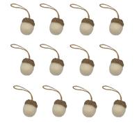 12 Pcs Felt Acorn Ornaments Fall Hanging Ornaments Felt Acorn Garland for Tree Ornament Thanksgiving Felt Ball Acorn Decor with Rope for Fall Christmas (White)