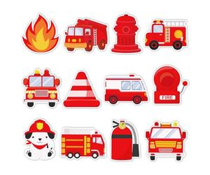 12 Pcs Firetruck Themed Self Adhesive Memo Pads 240 Sheets Cute Cartoon Fire Fighting Engine Designs Sticky Notes for School Office Supplies, Fireman Party Favors Goodies Bag Fillers