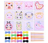 12 PCS First Sewing Kit for Girls, Sewing Kit for Kids, Early Education Sensory Toy for Ages 2-4 5-8 Girls Boys Kids, Fine Motor Skills Threading Cards, Sewing Cards for Kids