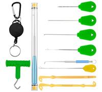 12 Pcs Fishing Unhooking Disgorger, Fishing Supplies, Fishing Unhook with Magnets, Plastic Fish Hook Remover Extractor, Easy Hook Loop Tyer Disgorger Tool, Fishing Baiting Rigs Tool Set for Lures Bait