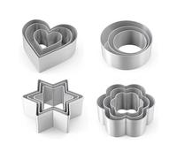 12 pcs fKiZanthene Cookie Cutters Shapes Baking Set, Including Round, Heart, Star, and Flower for Biscuits and Mini Molds for Kitchen Baking Birthday Christmas Valentine's Day Small Cookie Cutt