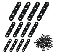 12 Pcs Flat Brackets for Wood, Connecting Plates, Black Flat Metal Plates for Wood Mending Plates, Flat Straight Brace Flat Joining Plates for Wood Connectors for Repair Fixing Furniture(3 Sizes)