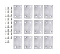 12 Pcs Flat Mending Plates, 60 x 38mm Stainless Steel Straight Support Bracket Wooden Furniture Shelf Braces with Screws for Repairing Fixing Joining