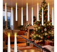 12 Pcs Floating Candles with Wand, Flameless Floating Candles with Magic Wand Remote, Hanging LED Taper Candle, for Halloween Christmas Home Wedding Birthday Party Decorations