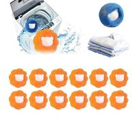 12 PCS Floating Hair Filtering Mesh Removal, 2025 Upgraded Laundry Pet Hair Catcher Pet Lint Removers, Reusable Washing Machine Hair Filter Cleaning, Mesh Bag Pet Dog Cat Hair Removers (Orange)