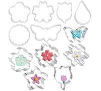 12 PCS Flower Cookie Cutters Stainless Steel Cookie Cutter for Baking