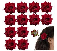12 PCS Flower Hair Pins Flamenco Dancer Mexican Red Rose Hair Clip Vintage Flower Brooches Hair Accessories for Women Girls Bridal Wedding Party CostumeHair Clippers