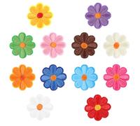 12 PCS Flower Iron on Patches, Colorful Daisy Applique Flowers Iron on Patches for Clothes Sewing Floral Patch Embroidered Applique Patch for Clothes Jeans Bags Jackets