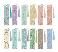 12 Pcs Flower Paper Bookmarks Summer Marker with Tassels for Men Women Book Lovers Christmas Bookish Reading Supply