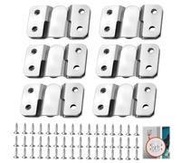 12 PCS Flush Concealed Mount Bracket, Interlocking Flush Mount Bracket with Screws Stainless Steel Hang Buckle Heavy Duty Headboard Wall Mounting Brackets for Pictures, Mirrors Frames Hanging