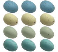 12 Pcs Foam Fake Easter Eggs, Realistic Chicken Egg Props, Matte Finish, Oval Shape, Assorted Colors, for Easter Decorations and Games