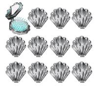 12 Pcs Foldable Travel Hair Brushes, Mini Shell-Shaped Hair Combs with Mirrors, Compact Pocket Hair Massage Brushes, Cute Makeup Mirror Set for On-the-Go Use