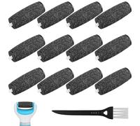 12 Pcs Foot File Replacement Rollers with Cleaning Brush, Extra Coarse Refill Rollers for Electric Foot File, Hard Skin Remover for Feet, Dead Skin Remover, Black