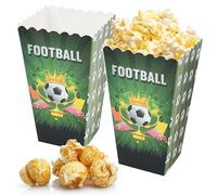 12 Pcs Football Popcorn Boxes, Football Popcorn Favor Boxes Popcorn Bucket Popcorn Bags Cardboard Popcorn Treat Boxes for Movie Night, Sweets, Party (Green, 12×7×5 cm)