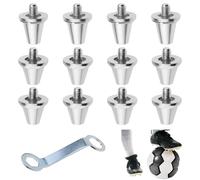 12 Pcs Football Shoe Studs Replacement with Mounting Wrench, Aluminium 11/13 mm M5 Stud for Men boy Adults Rugby Training, Easy Installation Metal Spikes for Sports Boots Nail (Silver)