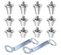 12 Pcs Football Studs with 2Pcs Stud Spanner,Metal Football Boots Studs,13mm/16mm Rugby Studs Replacement,Compatible with Nike Compatible with Puma Compatible with Adidas Silver