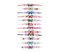 12 Pcs Friendship Bracelets for Kids, Adjustable Handmade Braided Colorful Beaded Bracelets, with Flat Beads, Heart, Animal Designs, Girl’s Birthday Gift Ages 3-16 for Daughter Niece (Butterfly)
