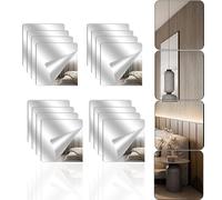 12 Pcs Full Body Length Acrylic Mirrors Stickers, 15cm x 15cm Flexible Mirror Sheets Mirror Stickers Self Adhesive Safe Plexi-Glass Shatterproof Wall-Mounted Mirrors Stick for Bathroom, Bedroom, Door