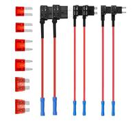 12 Pcs Fuse Tap Kit, 3 Types, 6 Piggyback Holders and 6 Matching 10A Fuses | Mini, Low-Profile and Medium formats, two complete sets per type, dual-slot adapters for 12V/24V cars, trucks and boats