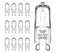 12 Pcs G9 Halogen Light Bulbs 230V 40W 2800K 600LM Dimmable Capsule Bulbs, No Flickering Energy Saving Halogen-Oven-Lamp for Table/Ceiling Lights Nightlights(Warm White)