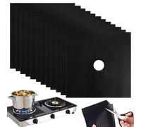 12 Pcs Gas Hob Protector 27 × 27cm Hob Covers for Gas Cookers Non-stick Stove Cover Reusable Protectors Liners for Fast Kitchen Cleaning (Black)