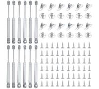 12 Pcs Gas Lift Strut Kit, Spring Stay Support, 100N/10KG Kitchen Cupboard Wardrobe Cabinet Door Soft Close Damper Hinge Flap Fittings